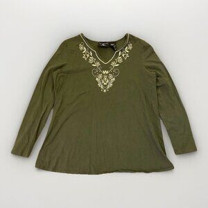 New Additions Women's Maternity Top Size S Green Long Sleeves V-Neck Stretch GUC